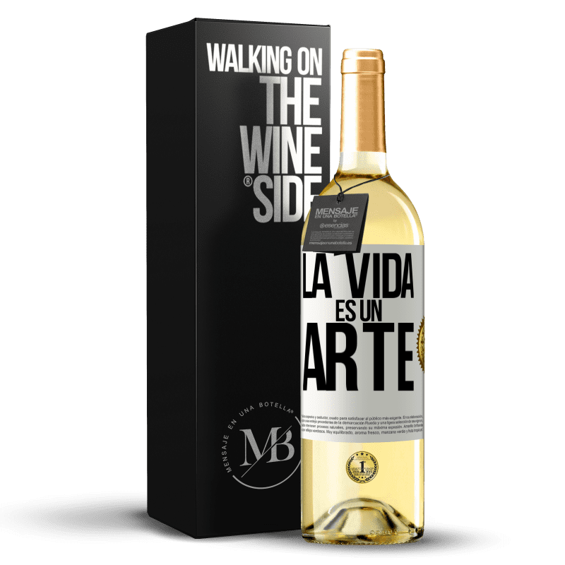 29,95 € Envío gratis | Vino Blanco Edición WHITE La vida es un arte Etiqueta Blanca. Etiqueta personalizable Vino joven Cosecha 2023 Verdejo