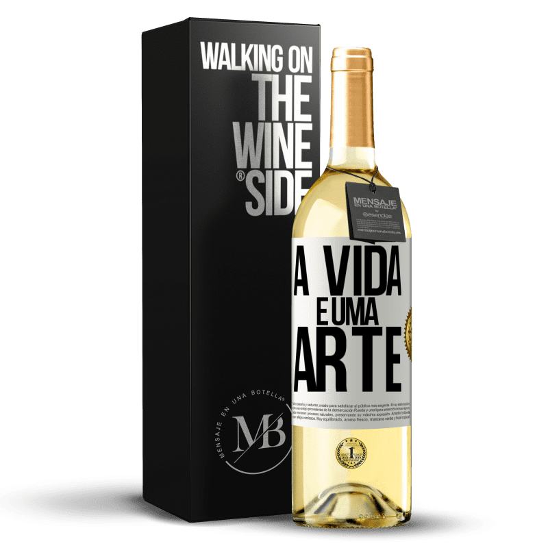 29,95 € Envio grátis | Vinho branco Edição WHITE A vida é uma arte Etiqueta Branca. Etiqueta personalizável Vinho jovem Colheita 2023 Verdejo