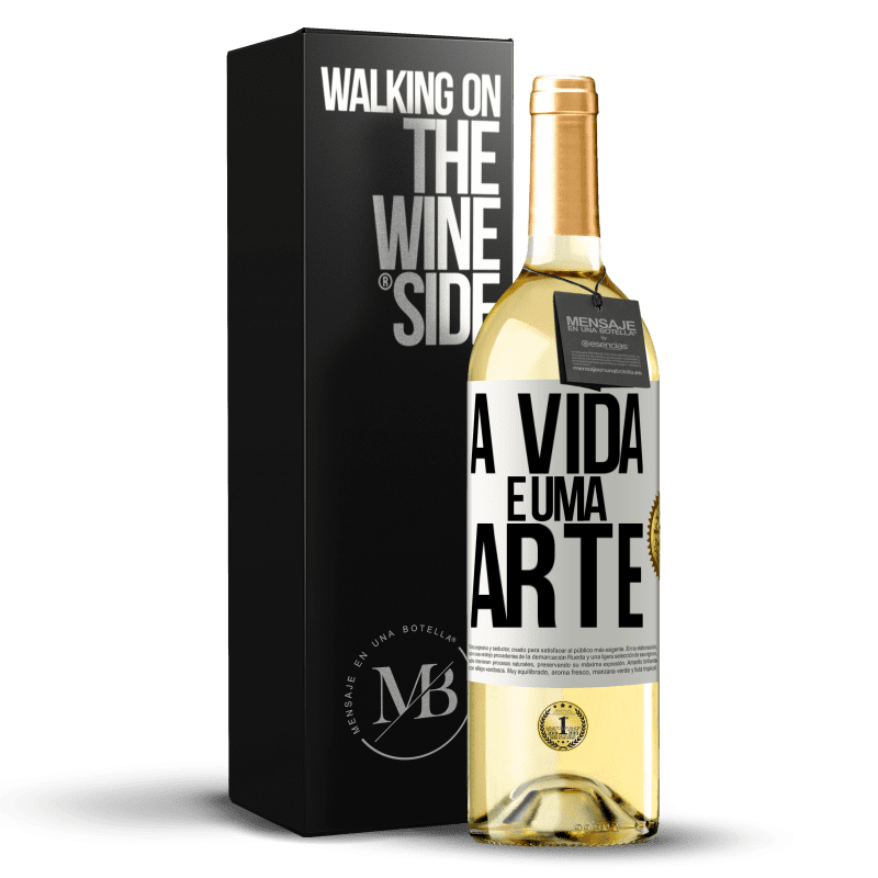 29,95 € Envio grátis | Vinho branco Edição WHITE A vida é uma arte Etiqueta Branca. Etiqueta personalizável Vinho jovem Colheita 2025 Verdejo