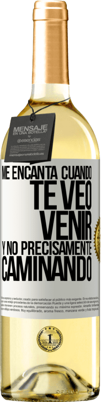 29,95 € Envío gratis | Vino Blanco Edición WHITE Me encanta cuando te veo venir y no precisamente caminando Etiqueta Blanca. Etiqueta personalizable Vino joven Cosecha 2023 Verdejo