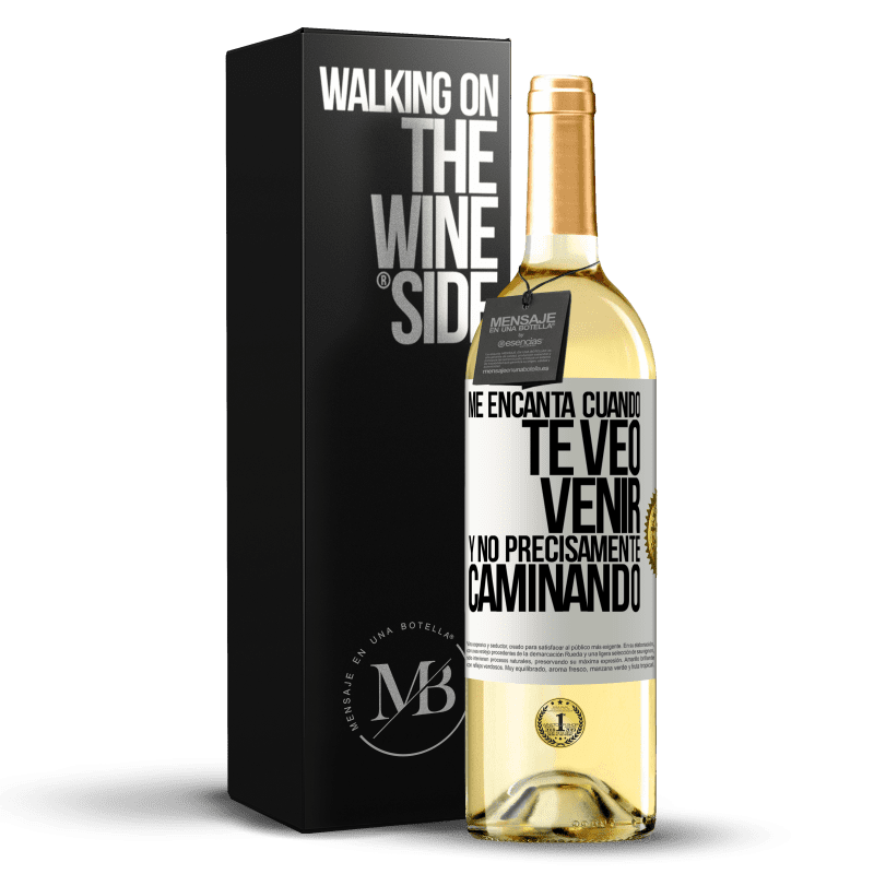 29,95 € Envío gratis | Vino Blanco Edición WHITE Me encanta cuando te veo venir y no precisamente caminando Etiqueta Blanca. Etiqueta personalizable Vino joven Cosecha 2023 Verdejo