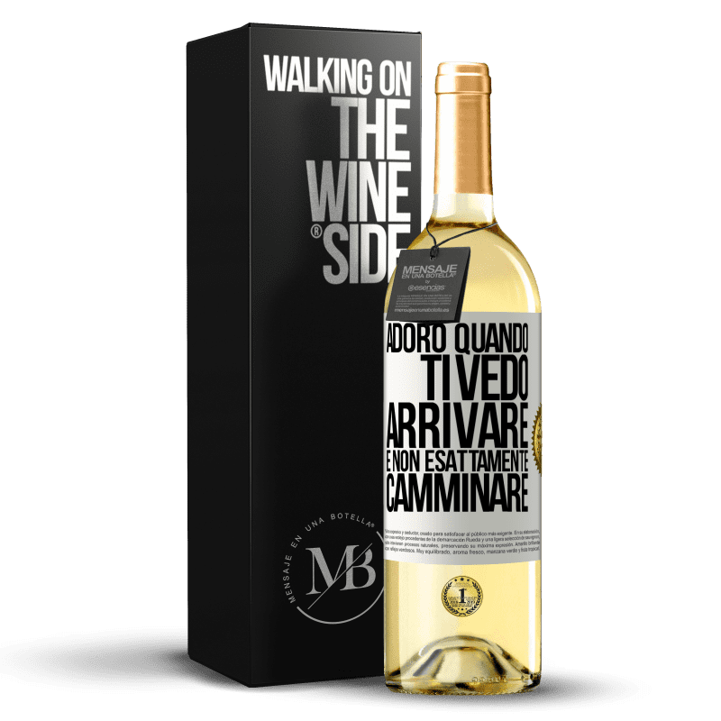 29,95 € Spedizione Gratuita | Vino bianco Edizione WHITE Adoro quando ti vedo arrivare e non esattamente camminare Etichetta Bianca. Etichetta personalizzabile Vino giovane Raccogliere 2023 Verdejo