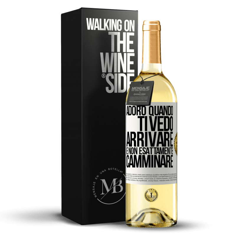 29,95 € Spedizione Gratuita | Vino bianco Edizione WHITE Adoro quando ti vedo arrivare e non esattamente camminare Etichetta Bianca. Etichetta personalizzabile Vino giovane Raccogliere 2025 Verdejo