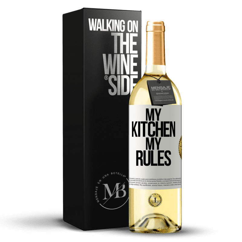 29,95 € Free Shipping | White Wine WHITE Edition My kitchen, my rules White Label. Customizable label Young wine Harvest 2023 Verdejo