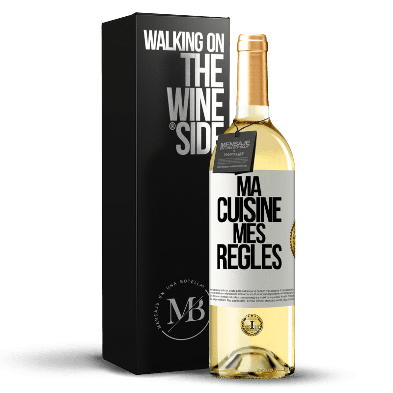 29,95 € Envoi gratuit | Vin blanc Édition WHITE Ma cuisine, mes règles Étiquette Blanche. Étiquette personnalisable Vin jeune Récolte 2023 Verdejo