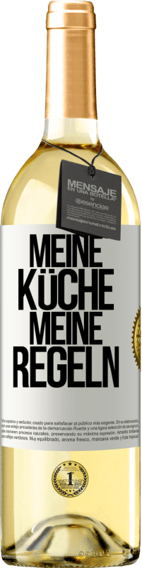 Kostenloser Versand | Weißwein WHITE Ausgabe Meine Küche, meine Regeln Weißes Etikett. Anpassbares Etikett Junger Wein Ernte 2023 Verdejo