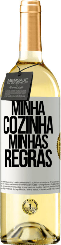 Envio grátis | Vinho branco Edição WHITE Minha cozinha, minhas regras Etiqueta Branca. Etiqueta personalizável Vinho jovem Colheita 2023 Verdejo