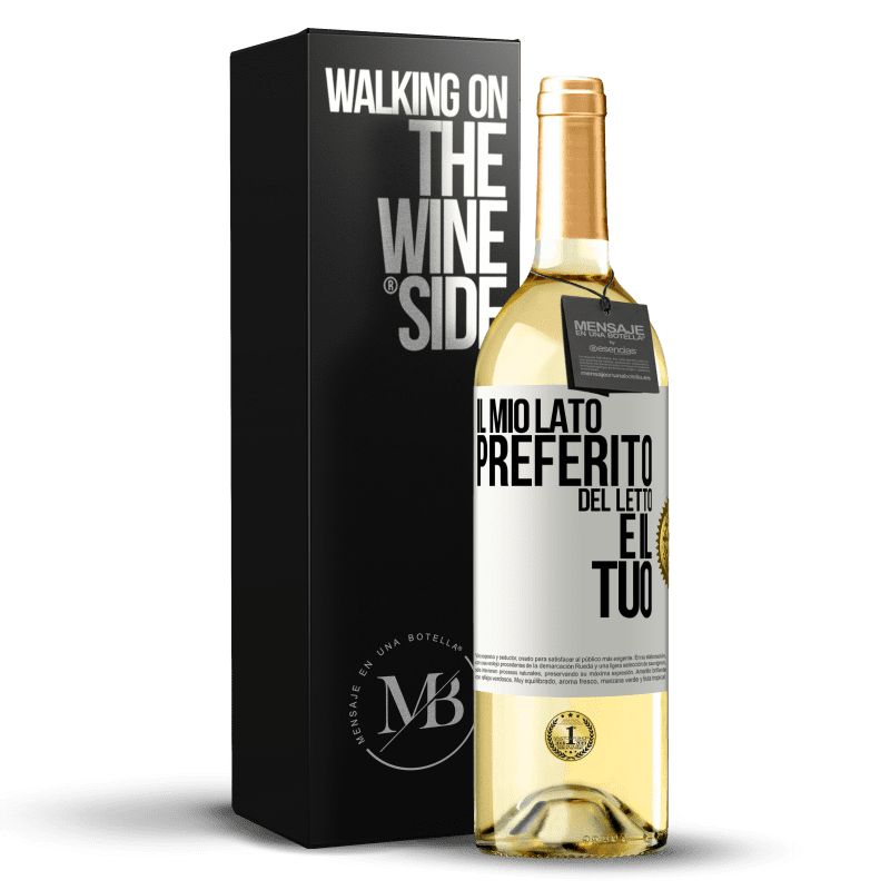 29,95 € Spedizione Gratuita | Vino bianco Edizione WHITE Il mio lato preferito del letto è il tuo Etichetta Bianca. Etichetta personalizzabile Vino giovane Raccogliere 2023 Verdejo