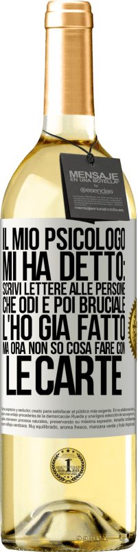 «Il mio psicologo mi ha detto: scrivi lettere alle persone che odi e poi bruciale. L'ho già fatto, ma ora non so cosa fare» Edizione WHITE