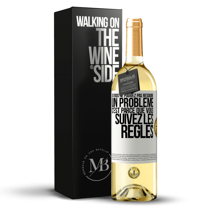 29,95 € Envoi gratuit | Vin blanc Édition WHITE Si vous ne pouvez pas résoudre un problème, c'est parce que vous suivez les règles Étiquette Blanche. Étiquette personnalisable Vin jeune Récolte 2023 Verdejo