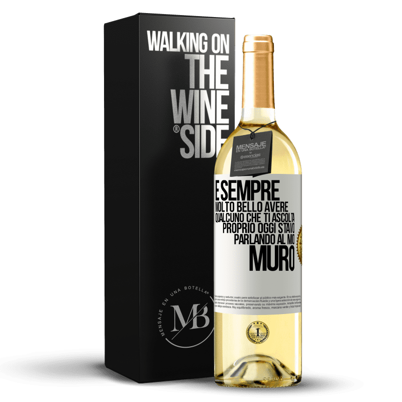 29,95 € Spedizione Gratuita | Vino bianco Edizione WHITE È sempre molto bello avere qualcuno che ti ascolta. Proprio oggi stavo parlando al mio muro Etichetta Bianca. Etichetta personalizzabile Vino giovane Raccogliere 2023 Verdejo