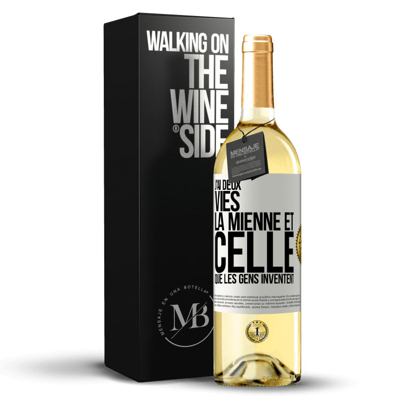 29,95 € Envoi gratuit | Vin blanc Édition WHITE J'ai deux vies. La mienne et celle que les gens inventent Étiquette Blanche. Étiquette personnalisable Vin jeune Récolte 2023 Verdejo