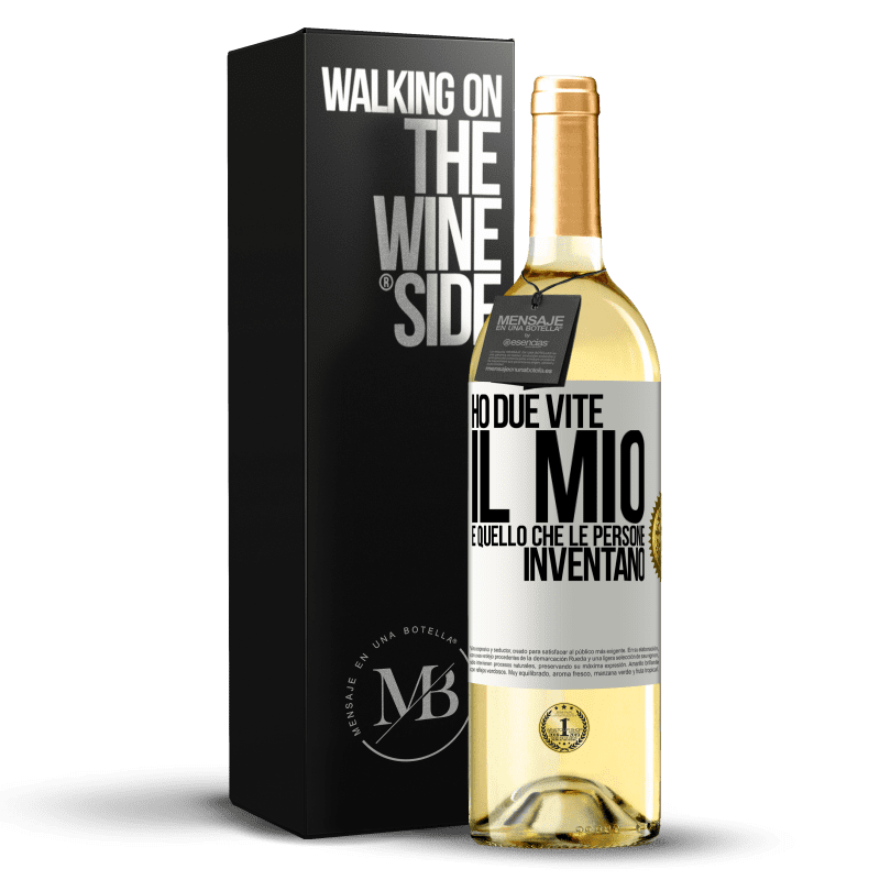 29,95 € Spedizione Gratuita | Vino bianco Edizione WHITE Ho due vite. Il mio e quello che le persone inventano Etichetta Bianca. Etichetta personalizzabile Vino giovane Raccogliere 2023 Verdejo