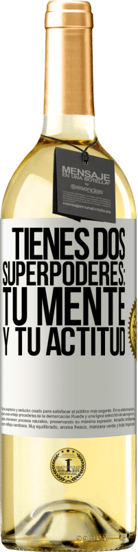 29,95 € Envío gratis | Vino Blanco Edición WHITE Tienes dos superpoderes: Tu mente y tu actitud Etiqueta Blanca. Etiqueta personalizable Vino joven Cosecha 2024 Verdejo