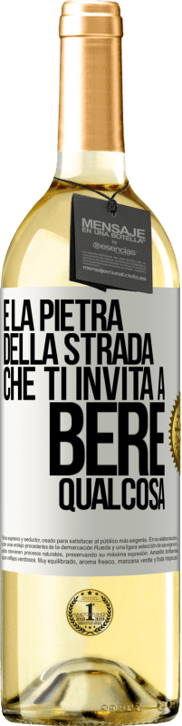 Spedizione Gratuita | Vino bianco Edizione WHITE E la pietra della strada che ti invita a bere qualcosa Etichetta Bianca. Etichetta personalizzabile Vino giovane Raccogliere 2023 Verdejo