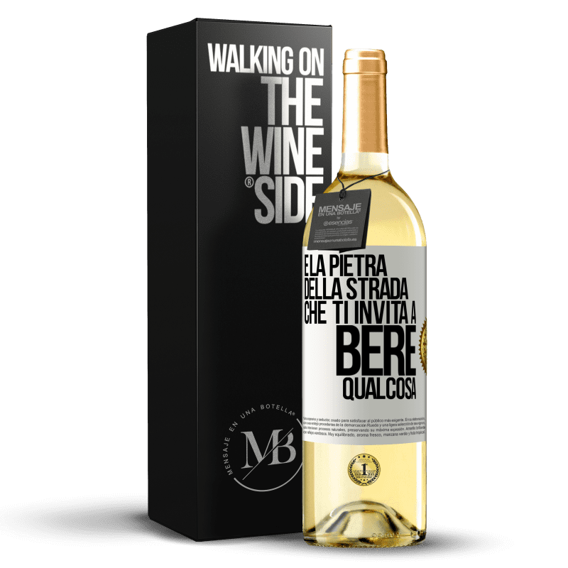 29,95 € Spedizione Gratuita | Vino bianco Edizione WHITE E la pietra della strada che ti invita a bere qualcosa Etichetta Bianca. Etichetta personalizzabile Vino giovane Raccogliere 2023 Verdejo