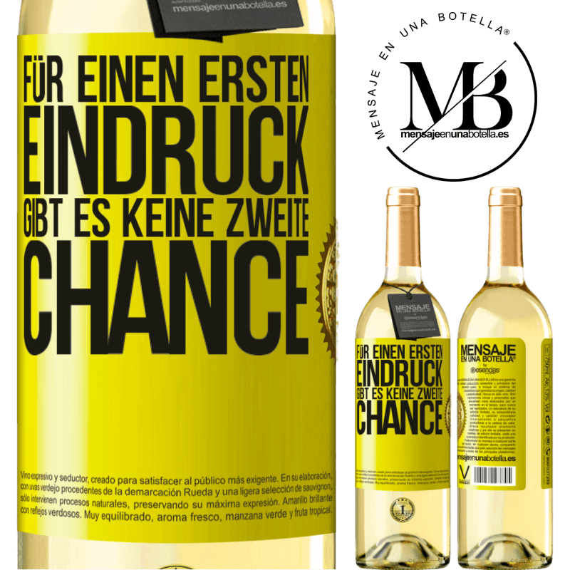 29,95 € Kostenloser Versand | Weißwein WHITE Ausgabe Für einen ersten Eindruck gibt es keine zweite Chance Gelbes Etikett. Anpassbares Etikett Junger Wein Ernte 2024 Verdejo