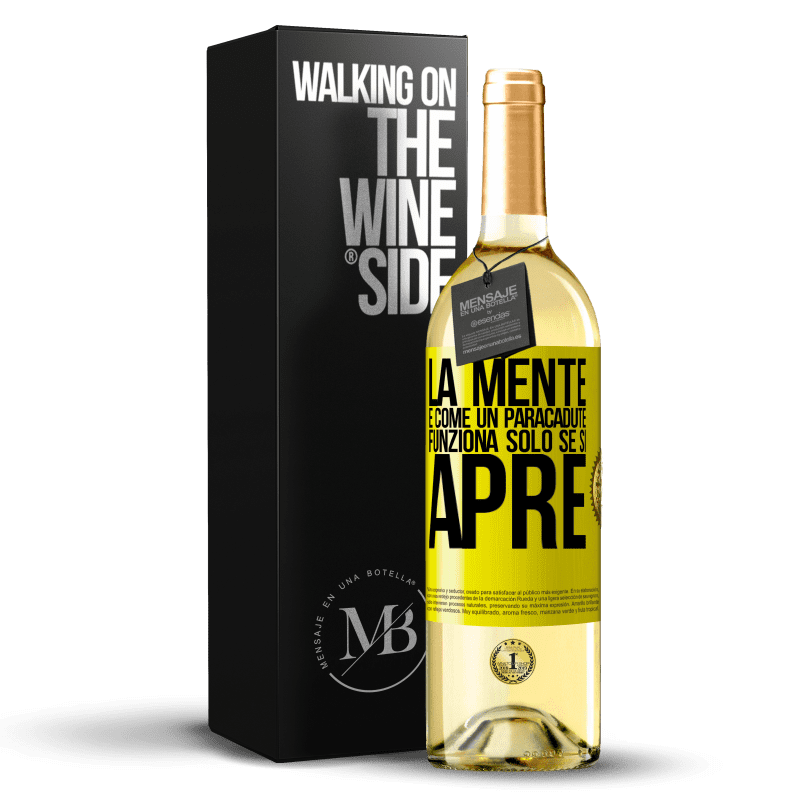 29,95 € Spedizione Gratuita | Vino bianco Edizione WHITE La mente è come un paracadute. Funziona solo se si apre Etichetta Gialla. Etichetta personalizzabile Vino giovane Raccogliere 2024 Verdejo