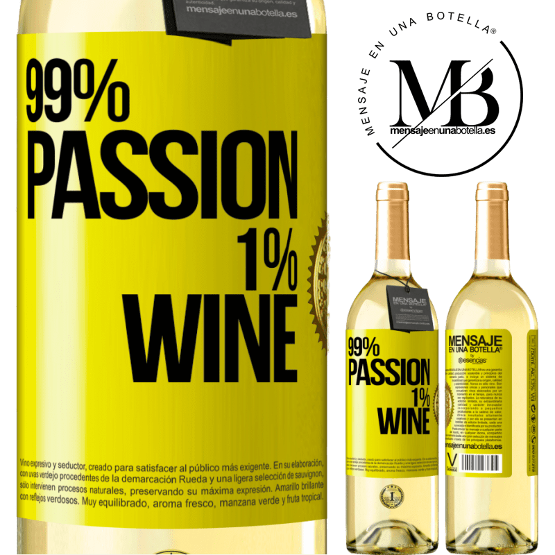 29,95 € Free Shipping | White Wine WHITE Edition 99% passion, 1% wine Yellow Label. Customizable label Young wine Harvest 2022 Verdejo