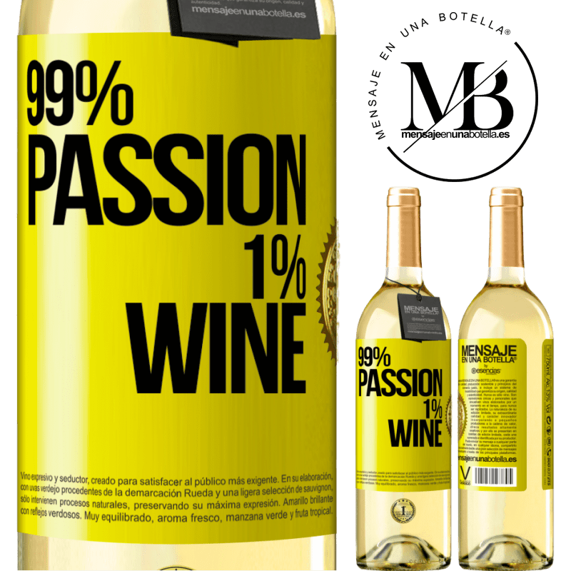 29,95 € Free Shipping | White Wine WHITE Edition 99% passion, 1% wine Yellow Label. Customizable label Young wine Harvest 2023 Verdejo