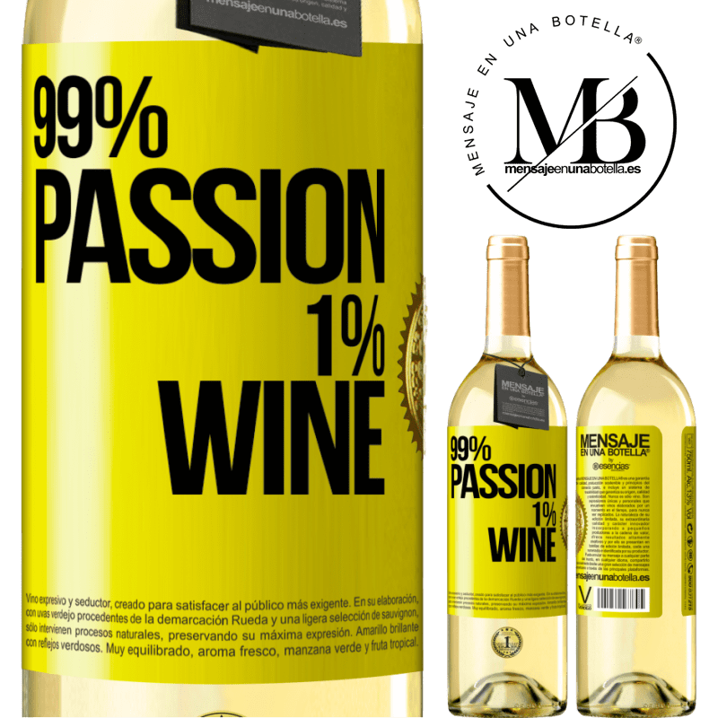 29,95 € Envío gratis | Vino Blanco Edición WHITE 99% passion, 1% wine Etiqueta Amarilla. Etiqueta personalizable Vino joven Cosecha 2023 Verdejo