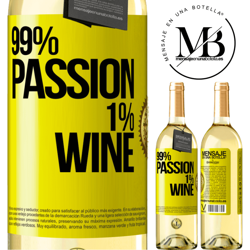 29,95 € Kostenloser Versand | Weißwein WHITE Ausgabe 99% passion, 1% wine Gelbes Etikett. Anpassbares Etikett Junger Wein Ernte 2023 Verdejo