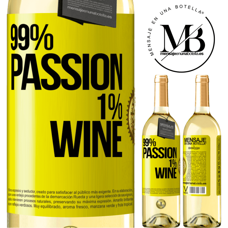 29,95 € Kostenloser Versand | Weißwein WHITE Ausgabe 99% passion, 1% wine Gelbes Etikett. Anpassbares Etikett Junger Wein Ernte 2025 Verdejo