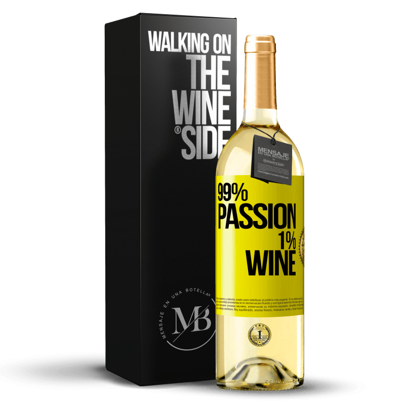 29,95 € Kostenloser Versand | Weißwein WHITE Ausgabe 99% passion, 1% wine Gelbes Etikett. Anpassbares Etikett Junger Wein Ernte 2024 Verdejo