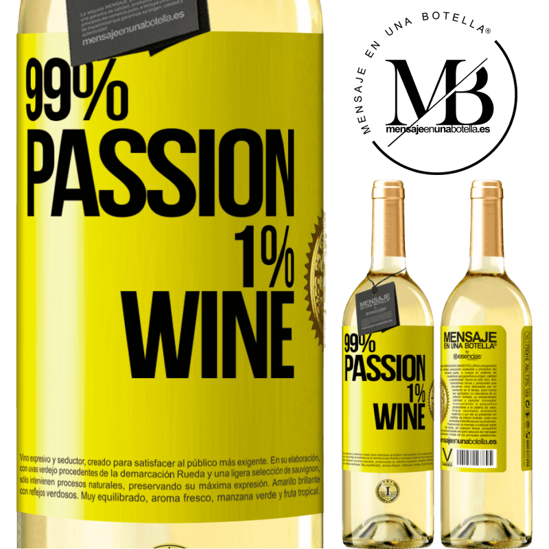 29,95 € Spedizione Gratuita | Vino bianco Edizione WHITE 99% passion, 1% wine Etichetta Gialla. Etichetta personalizzabile Vino giovane Raccogliere 2023 Verdejo