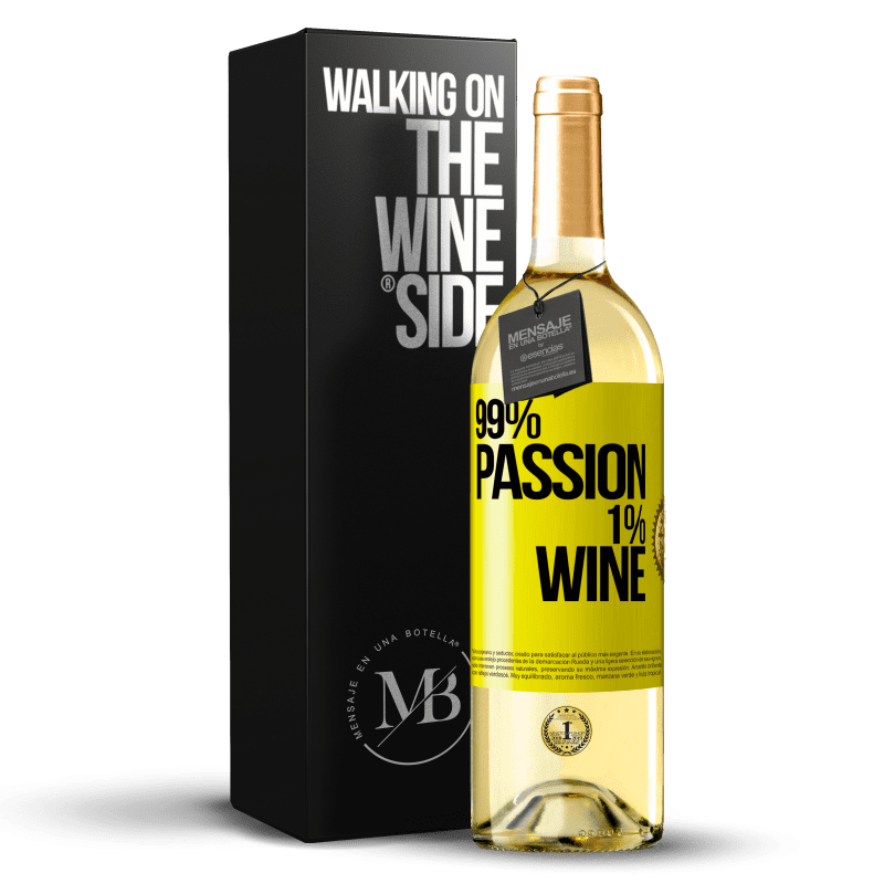 29,95 € Spedizione Gratuita | Vino bianco Edizione WHITE 99% passion, 1% wine Etichetta Gialla. Etichetta personalizzabile Vino giovane Raccogliere 2023 Verdejo