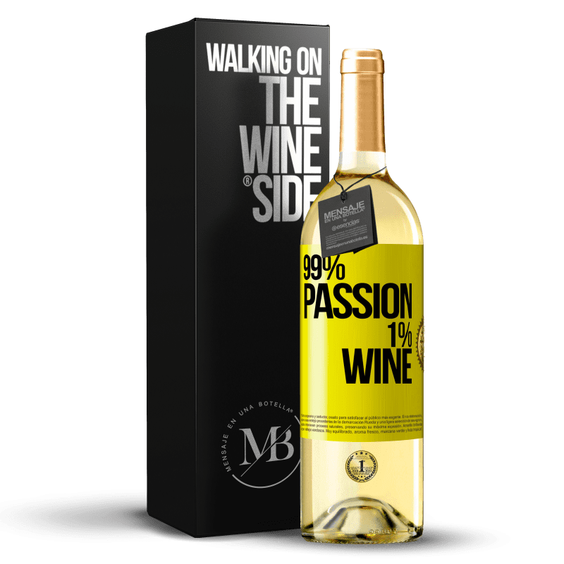 29,95 € Spedizione Gratuita | Vino bianco Edizione WHITE 99% passion, 1% wine Etichetta Gialla. Etichetta personalizzabile Vino giovane Raccogliere 2024 Verdejo