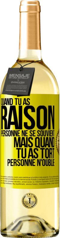 «Quand tu as raison, personne ne se souvient, mais quand tu as tort, personne n'oublie» Édition WHITE