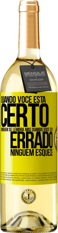 «Quando você está certo, ninguém se lembra, mas quando você está errado, ninguém esquece» Edição WHITE