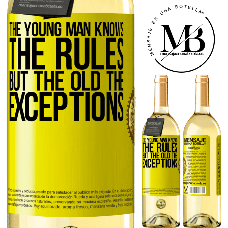 29,95 € Free Shipping | White Wine WHITE Edition The young man knows the rules, but the old the exceptions Yellow Label. Customizable label Young wine Harvest 2022 Verdejo