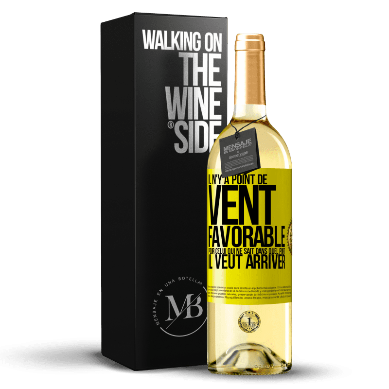 29,95 € Envoi gratuit | Vin blanc Édition WHITE Il n'y a point de vent favorable pour celui qui ne sait dans quel port il veut arriver Étiquette Jaune. Étiquette personnalisable Vin jeune Récolte 2025 Verdejo