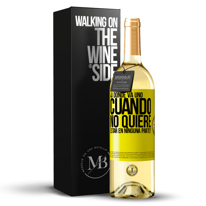 29,95 € Envío gratis | Vino Blanco Edición WHITE ¿A dónde va uno cuando no quiere estar en ninguna parte? Etiqueta Amarilla. Etiqueta personalizable Vino joven Cosecha 2024 Verdejo