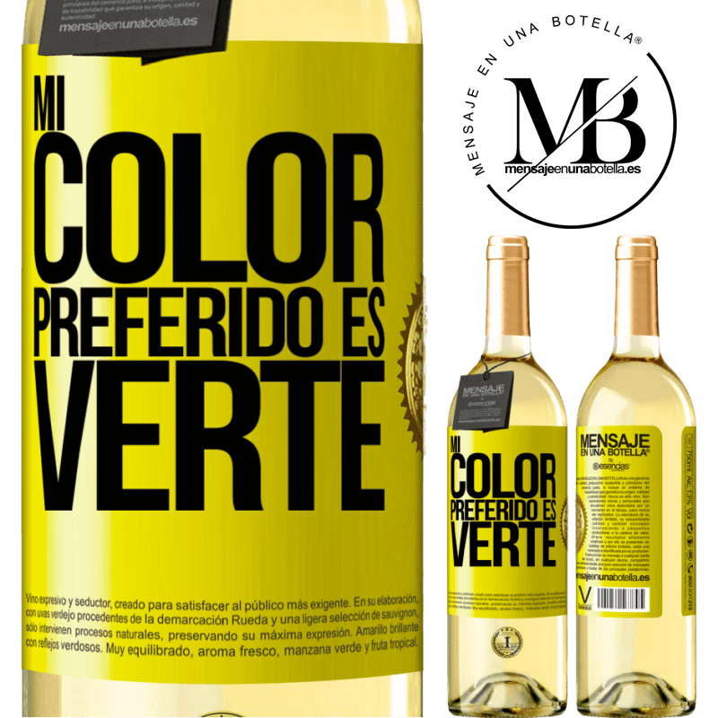 29,95 € Envoi gratuit | Vin blanc Édition WHITE Mi color preferido es: verte Étiquette Jaune. Étiquette personnalisable Vin jeune Récolte 2022 Verdejo