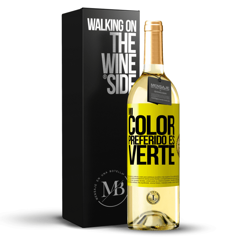 29,95 € Envío gratis | Vino Blanco Edición WHITE Mi color preferido es: verte Etiqueta Amarilla. Etiqueta personalizable Vino joven Cosecha 2023 Verdejo