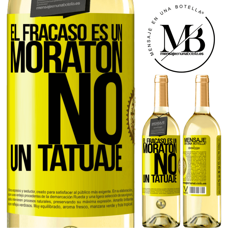 29,95 € Envío gratis | Vino Blanco Edición WHITE El fracaso es un moratón, no un tatuaje Etiqueta Amarilla. Etiqueta personalizable Vino joven Cosecha 2023 Verdejo