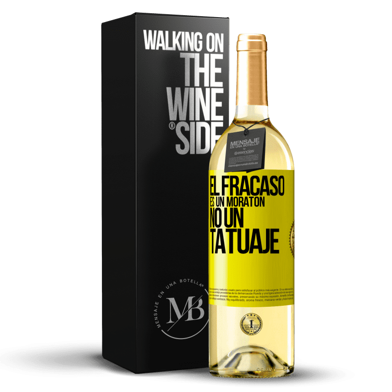 29,95 € Envío gratis | Vino Blanco Edición WHITE El fracaso es un moratón, no un tatuaje Etiqueta Amarilla. Etiqueta personalizable Vino joven Cosecha 2025 Verdejo
