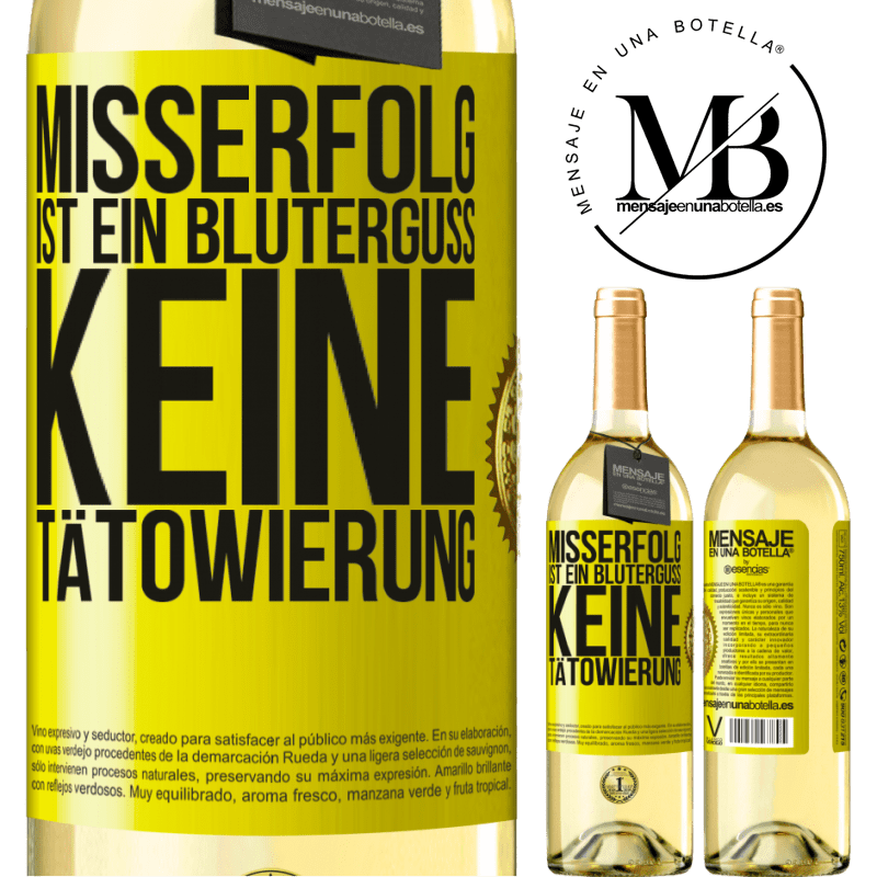 29,95 € Kostenloser Versand | Weißwein WHITE Ausgabe Scheitern ist ein Bluterguss, keine Tätowierung Gelbes Etikett. Anpassbares Etikett Junger Wein Ernte 2024 Verdejo