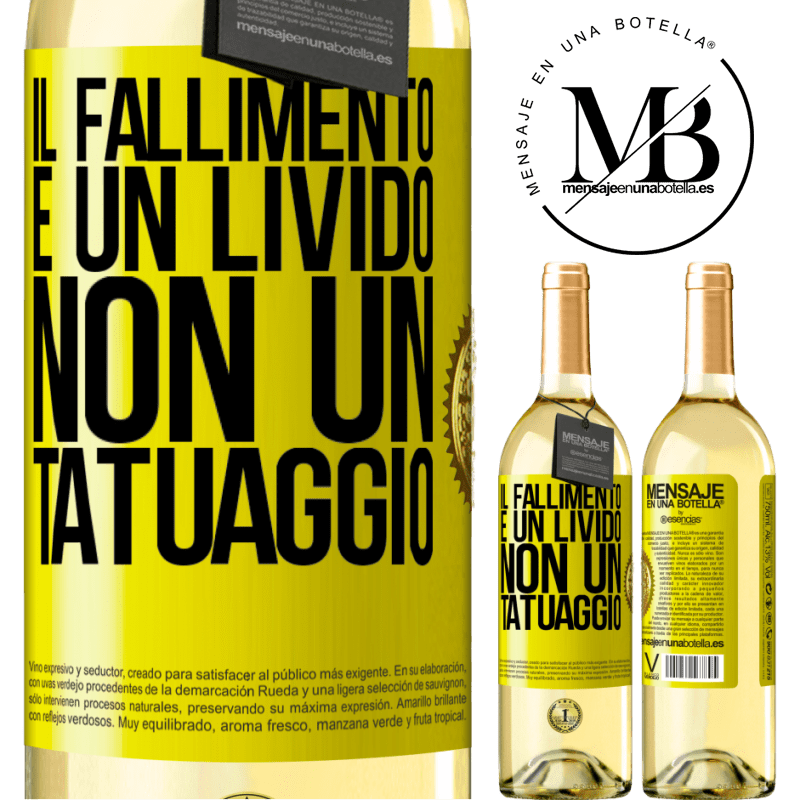 29,95 € Spedizione Gratuita | Vino bianco Edizione WHITE Il fallimento è un livido, non un tatuaggio Etichetta Gialla. Etichetta personalizzabile Vino giovane Raccogliere 2023 Verdejo