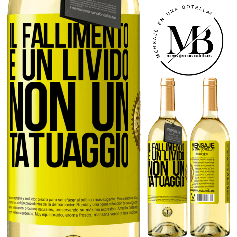 29,95 € Spedizione Gratuita | Vino bianco Edizione WHITE Il fallimento è un livido, non un tatuaggio Etichetta Gialla. Etichetta personalizzabile Vino giovane Raccogliere 2025 Verdejo
