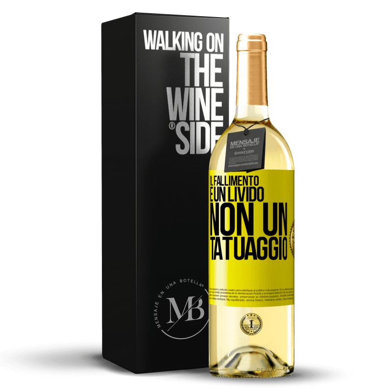 29,95 € Spedizione Gratuita | Vino bianco Edizione WHITE Il fallimento è un livido, non un tatuaggio Etichetta Gialla. Etichetta personalizzabile Vino giovane Raccogliere 2024 Verdejo