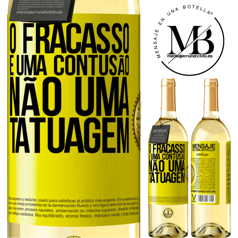 29,95 € Envio grátis | Vinho branco Edição WHITE O fracasso é uma contusão, não uma tatuagem Etiqueta Amarela. Etiqueta personalizável Vinho jovem Colheita 2024 Verdejo