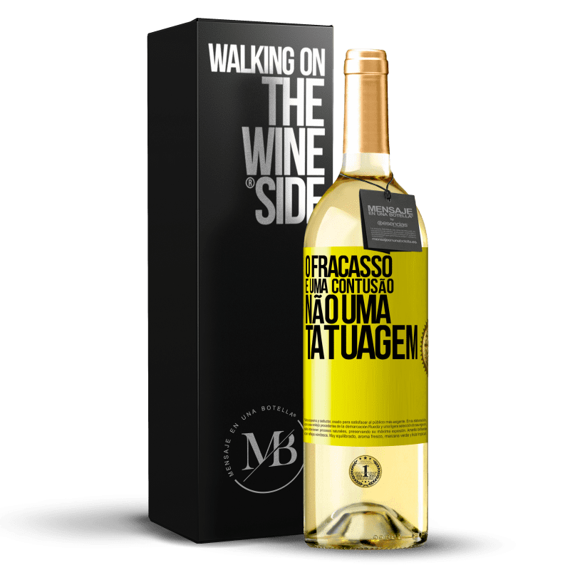 29,95 € Envio grátis | Vinho branco Edição WHITE O fracasso é uma contusão, não uma tatuagem Etiqueta Amarela. Etiqueta personalizável Vinho jovem Colheita 2024 Verdejo