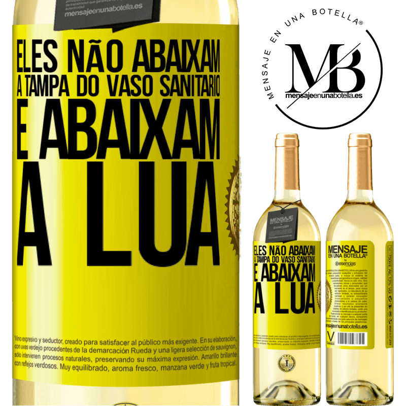 29,95 € Envio grátis | Vinho branco Edição WHITE Eles não abaixam a tampa do vaso sanitário e abaixam a lua Etiqueta Amarela. Etiqueta personalizável Vinho jovem Colheita 2024 Verdejo