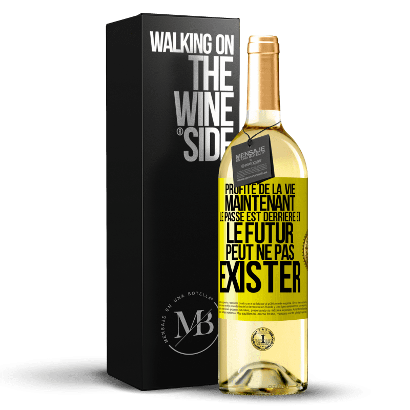 29,95 € Envoi gratuit | Vin blanc Édition WHITE Profite de la vie maintenant, le passé est derrière et le futur peut ne pas exister Étiquette Jaune. Étiquette personnalisable Vin jeune Récolte 2024 Verdejo