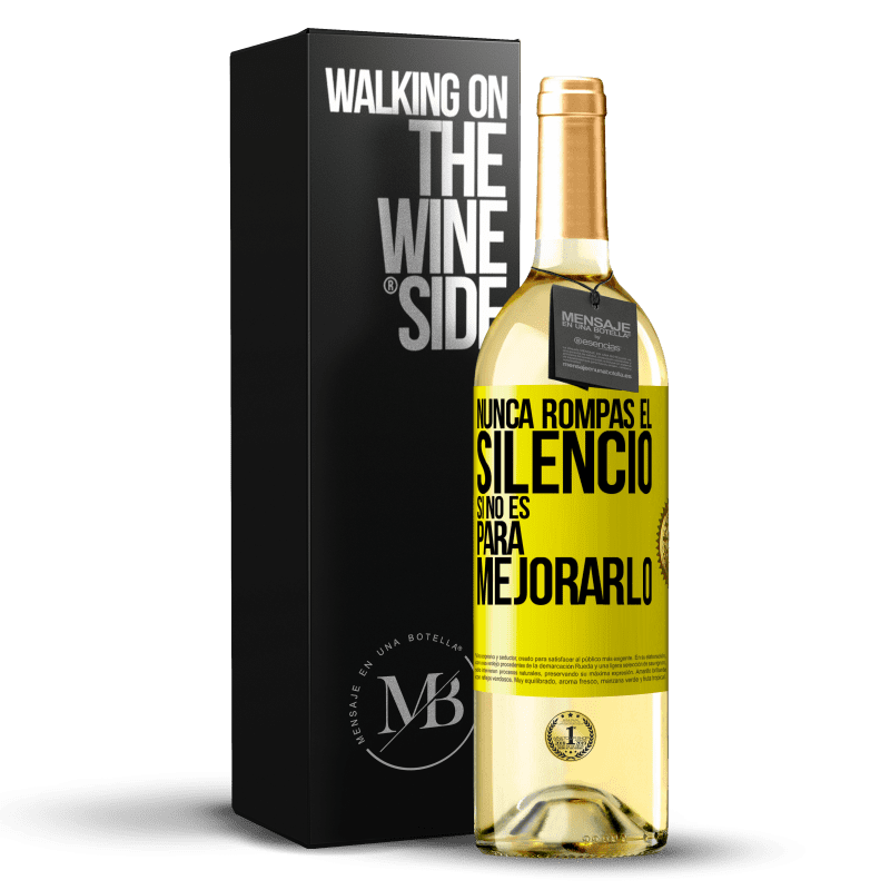 29,95 € Envío gratis | Vino Blanco Edición WHITE Nunca rompas el silencio si no es para mejorarlo Etiqueta Amarilla. Etiqueta personalizable Vino joven Cosecha 2024 Verdejo