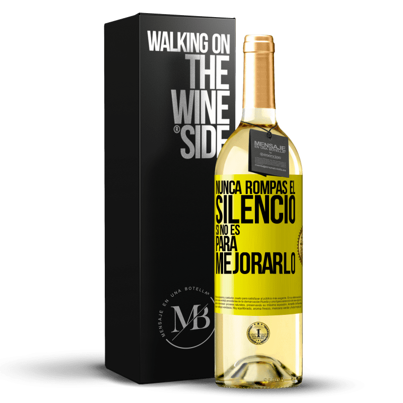 29,95 € Envío gratis | Vino Blanco Edición WHITE Nunca rompas el silencio si no es para mejorarlo Etiqueta Amarilla. Etiqueta personalizable Vino joven Cosecha 2025 Verdejo